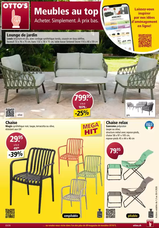 Otto's Katalog in Basel | CATALOGUE DE MEUBLES - FR | 2026-03-01T00:00:00.000Z - 2026-04-30T00:00:00.000Z