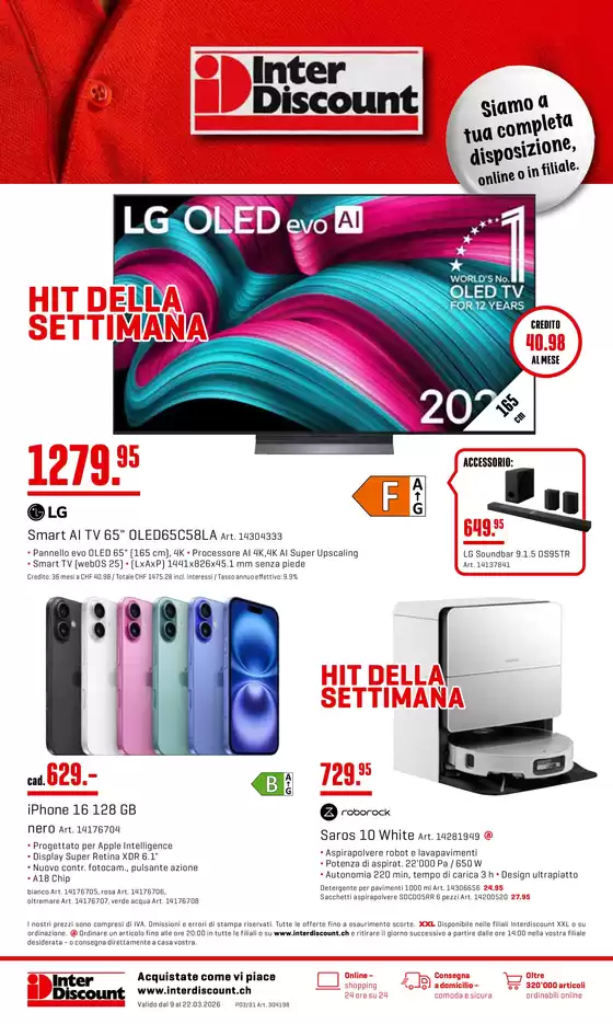Interdiscount Katalog | Prospetto - IT | 2026-03-09T00:00:00.000Z - 2026-03-22T00:00:00.000Z