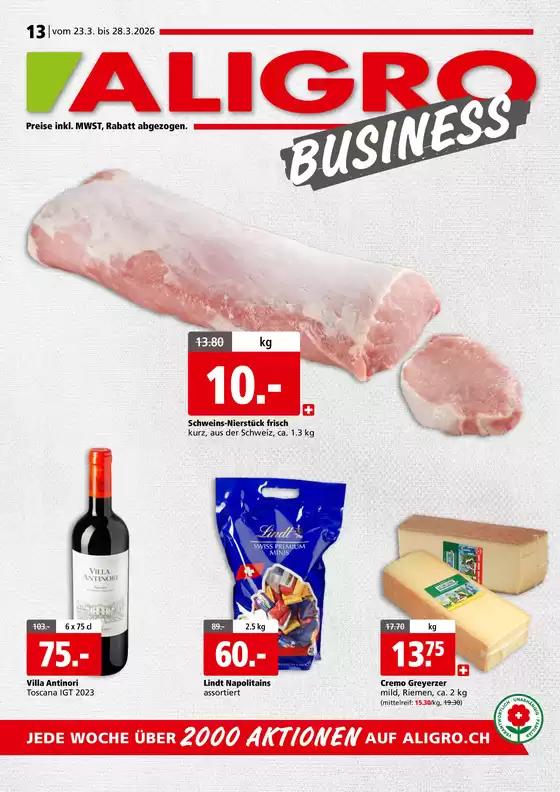 Aligro Katalog in Lausanne | Aktuälli Schnäppchen und Ängbot | 2026-03-23T00:00:00.000Z - 2026-03-28T00:00:00.000Z