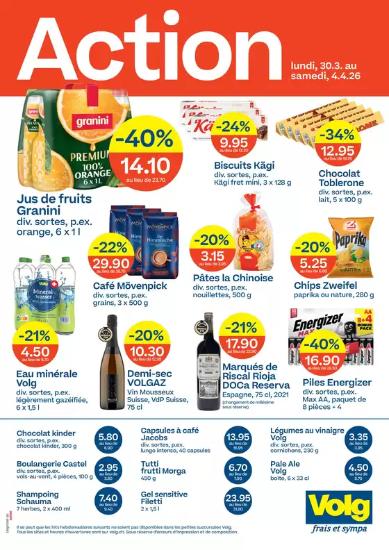 Volg Katalog in Zollikofen | Attraktiivi Sonderängbot für alli | 2026-03-30T00:00:00.000Z - 2026-04-04T00:00:00.000Z