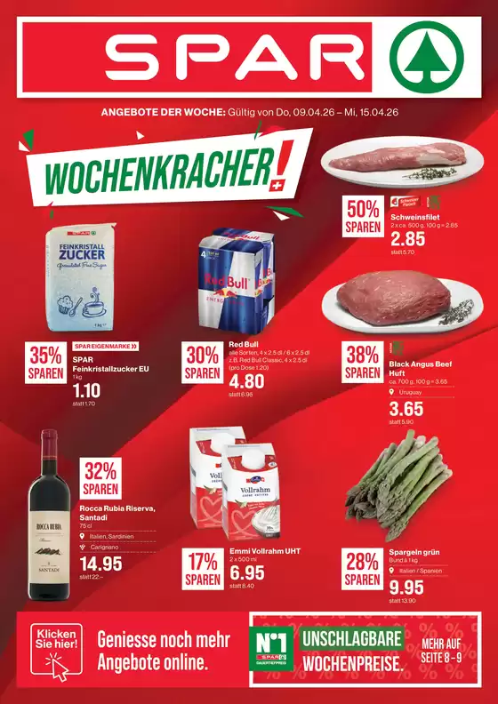 SPAR Katalog in Lyss | Tolle Rabatt uf usgwählte Produkt | 2026-04-09T00:00:00.000Z - 2026-04-15T00:00:00.000Z