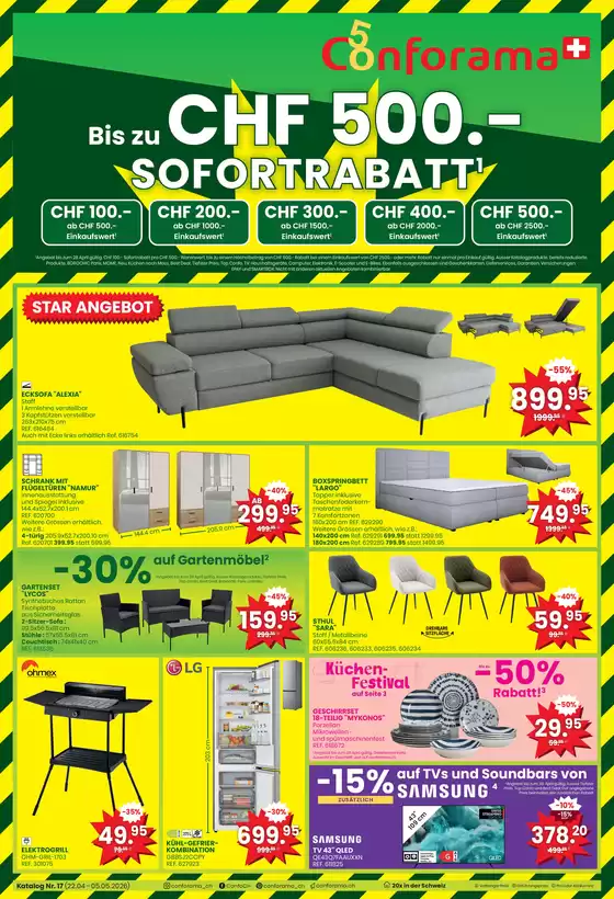 Conforama Katalog | Top-Deals für alli Chunde | 2026-04-22T00:00:00.000Z - 2026-05-05T00:00:00.000Z