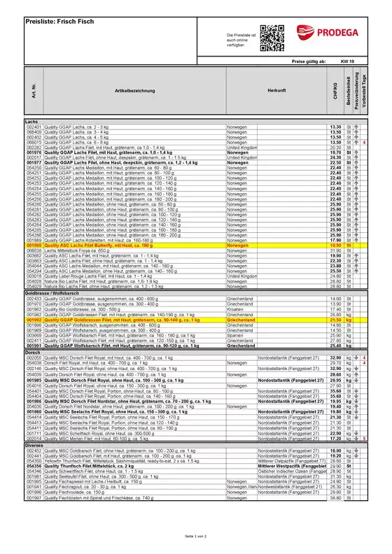 Prodega Katalog in Gossau (SG) | Kw19 agh frischfischbestellliste d | 2026-05-01T00:00:00.000Z - 2026-05-15T00:00:00.000Z