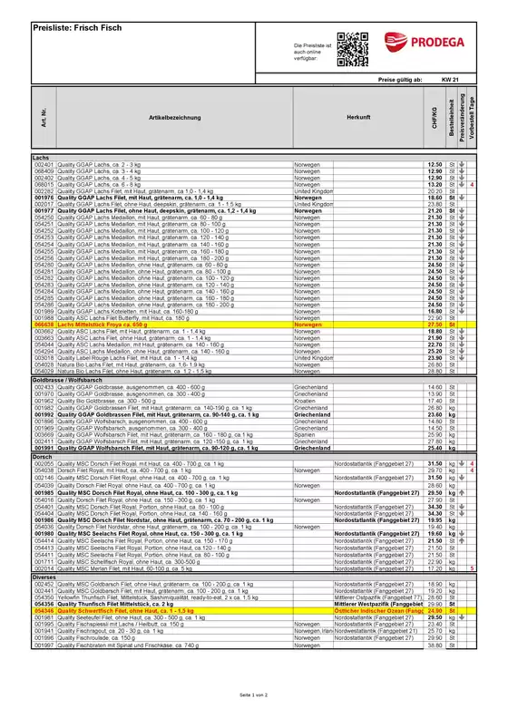 Prodega Katalog in Luzern | Kw21 agh frischfischbestellliste d | 2026-05-14T00:00:00.000Z - 2026-05-28T00:00:00.000Z