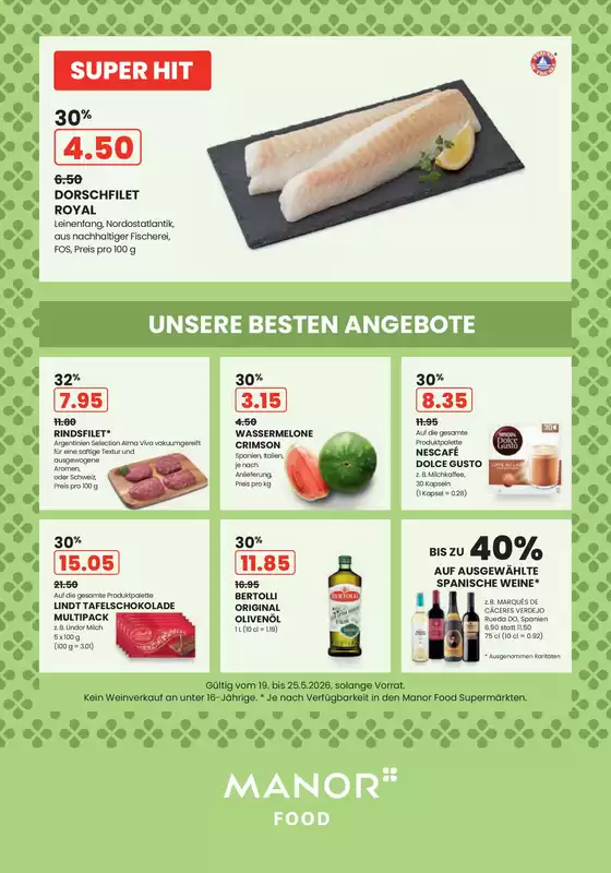 Manor Katalog in Arbon | Exklusivi Deals und Schnäppchen | 2026-05-19T00:00:00.000Z - 2026-05-25T00:00:00.000Z