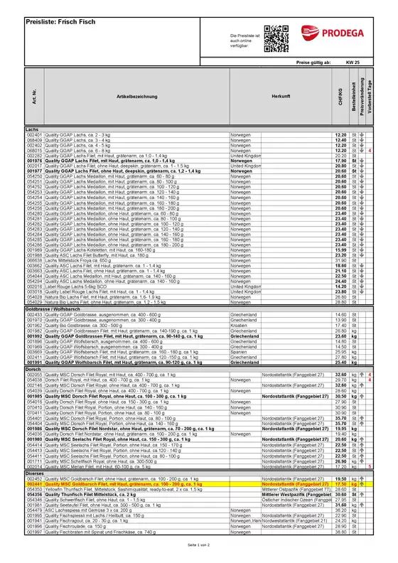 Prodega Katalog in Bern | Kw25 agh frischfischbestellliste d | 2026-06-12T00:00:00.000Z - 2026-06-26T00:00:00.000Z