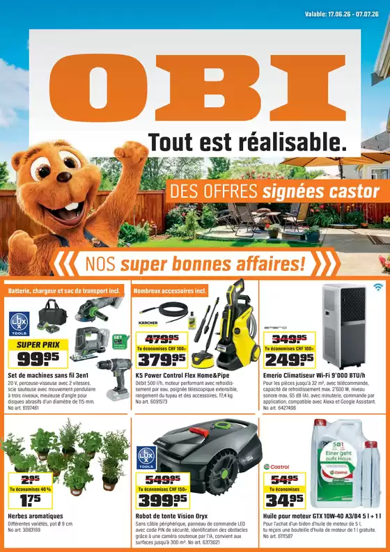 OBI Katalog | TOUT EST RÉALISABLE. DES OFFRES SIGNÉES CASTOR. | 2026-06-16T00:00:00.000Z - 2026-07-07T00:00:00.000Z