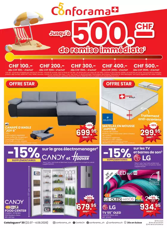 Conforama Katalog | Top-Ängbot für Sparfüchse | 2026-07-22T00:00:00.000Z - 2026-08-04T00:00:00.000Z