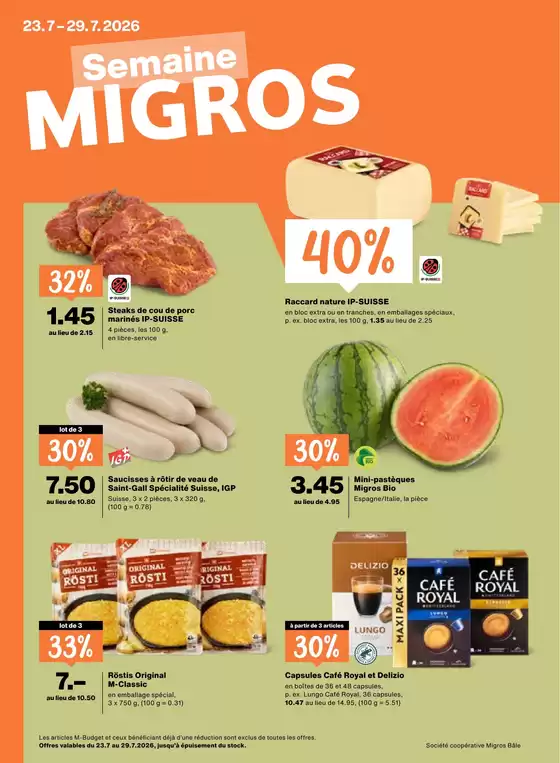 Migros Katalog in Therwil | Migros reklamblad - FR | 2026-07-23T00:00:00.000Z - 2026-07-29T00:00:00.000Z