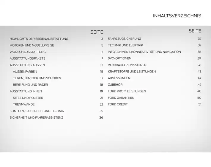 FORD TRANSIT COURIER Technische Daten Preisliste