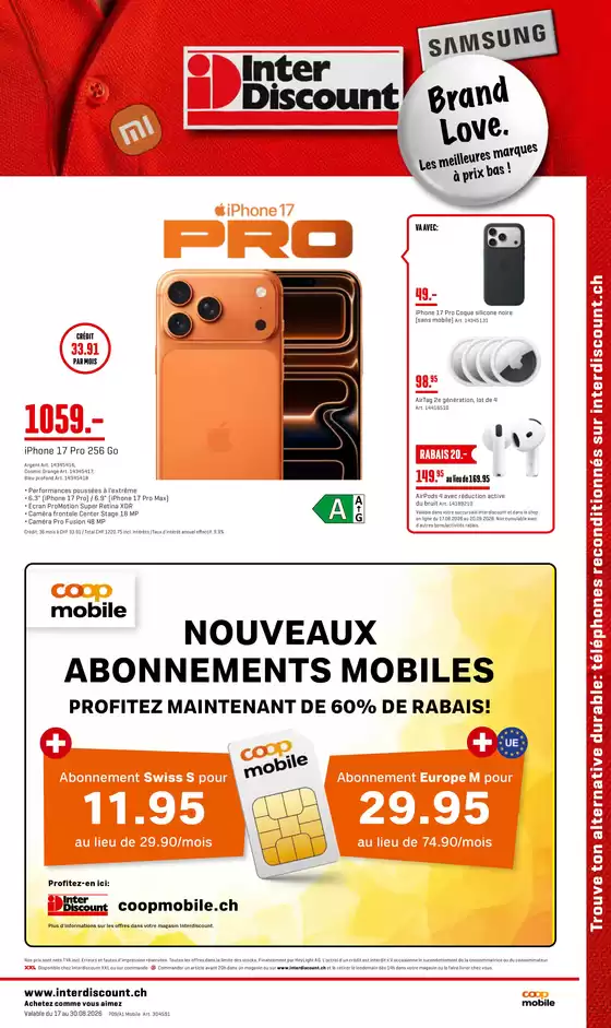 Interdiscount Katalog | Offre spéciale mobile - FR | 2026-08-17T00:00:00.000Z - 2026-08-30T00:00:00.000Z