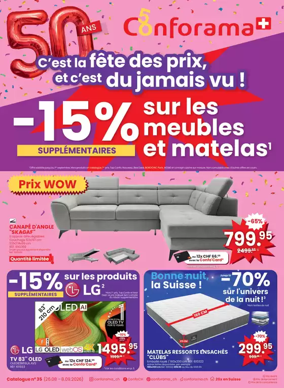 Conforama Katalog in Zürich | Exklusivi Deals für üsi Chunde | 2026-08-26T00:00:00.000Z - 2026-09-08T00:00:00.000Z