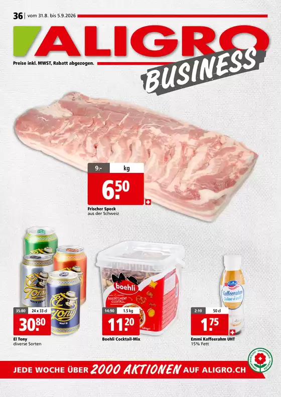 Aligro Katalog in Wettingen | Exklusivi Deals für üsi Chunde | 2026-08-31T00:00:00.000Z - 2026-09-05T00:00:00.000Z