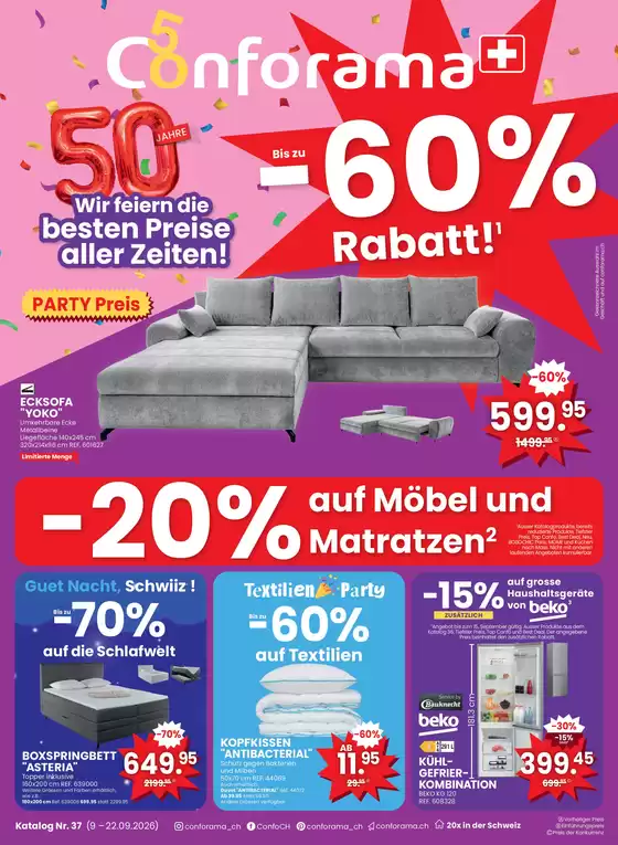 Conforama Katalog in Schaffhausen | Üsi beste Ängbot für Sie | 2026-09-09T00:00:00.000Z - 2026-09-22T00:00:00.000Z
