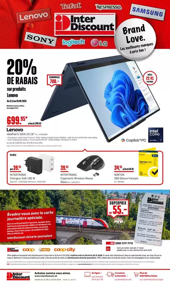 Interdiscount Katalog in Rapperswil | Prospectus - FR | 2026-08-20T00:00:00.000Z - 2026-10-28T00:00:00.000Z