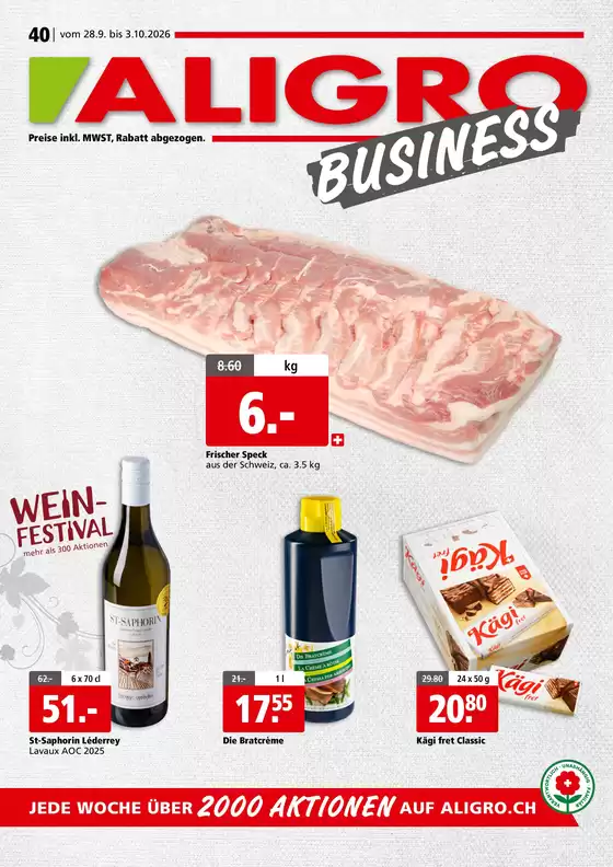 Aligro Katalog in Riehen | Tolles Ängbot für Schnäppchenjäger | 2026-09-28T00:00:00.000Z - 2026-10-03T00:00:00.000Z