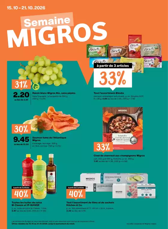 Migros Katalog in Versoix | Migros reklamblad - FR | 2026-10-15T00:00:00.000Z - 2026-10-21T00:00:00.000Z