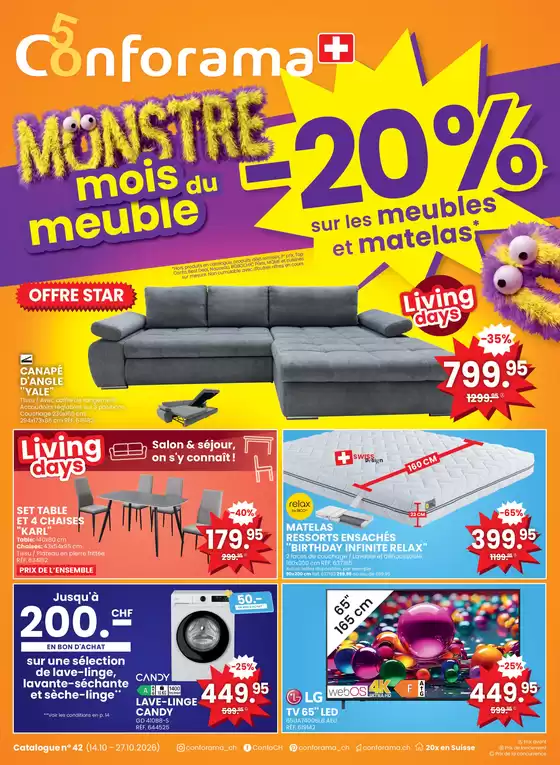 Conforama Katalog | Exklusivi Schnäppchen | 2026-10-14T00:00:00.000Z - 2026-10-27T00:00:00.000Z