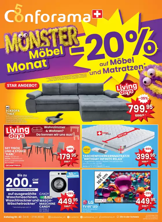 Conforama Katalog | Exklusivi Deals und Schnäppchen | 2026-10-14T00:00:00.000Z - 2026-10-27T00:00:00.000Z