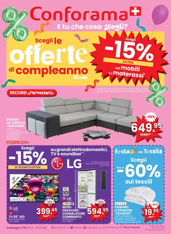 Conforama Katalog | Conforama reklamblad - IT | 2025-08-27T00:00:00.000Z - 2025-09-09T00:00:00.000Z