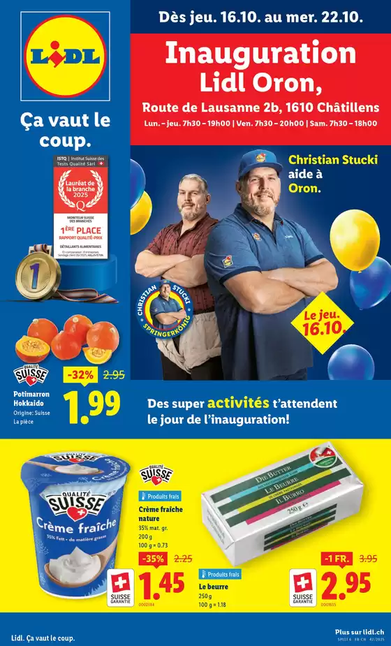 Lidl Katalog in Liestal | Inauguration Lidl Oron - FR | 2025-10-16T00:00:00.000Z - 2025-10-22T00:00:00.000Z