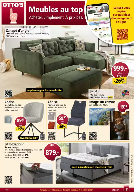 Otto's Katalog in Frauenfeld | CATALOGUE DE MEUBLES - FR | 2025-11-01T00:00:00.000Z - 2025-12-31T00:00:00.000Z