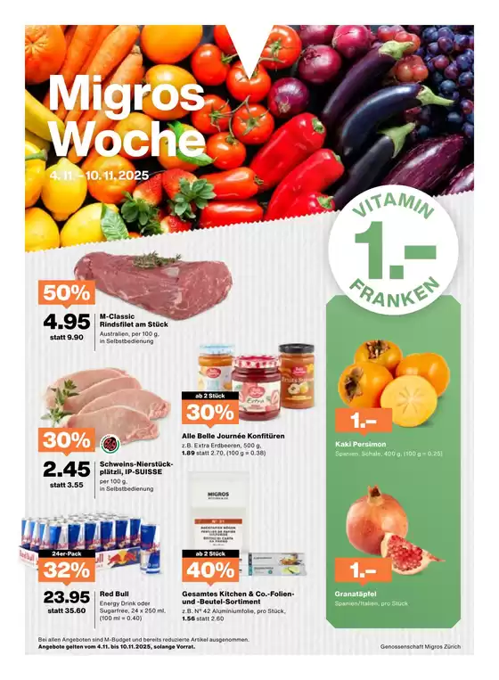 Migros Katalog in Baden | Sonderängbot für Sie | 2025-11-04T00:00:00.000Z - 2025-11-10T00:00:00.000Z