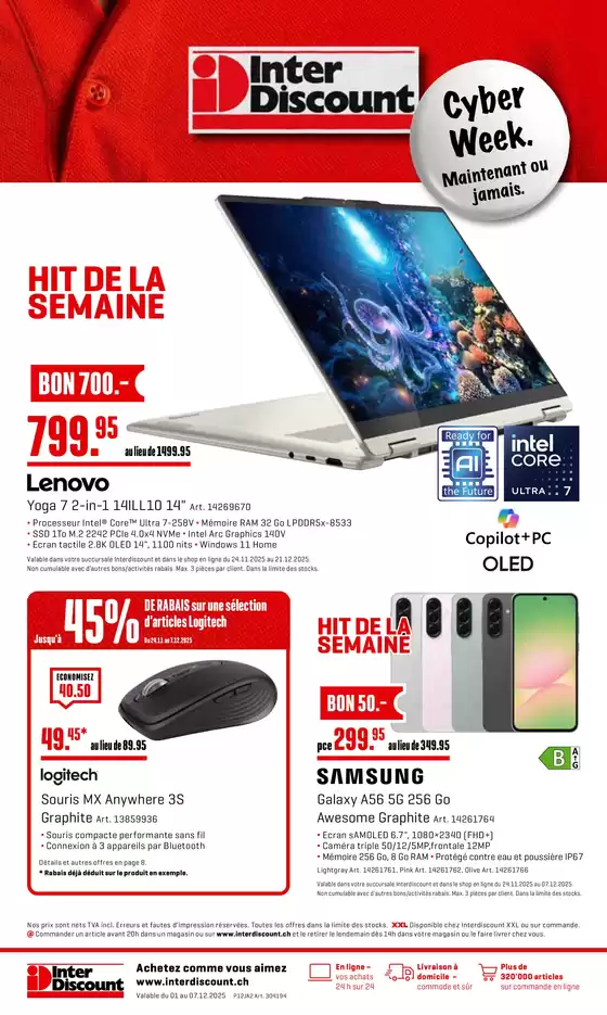 Interdiscount Katalog in Frauenfeld | Prospectus - FR | 2025-12-01T00:00:00.000Z - 2025-12-07T00:00:00.000Z