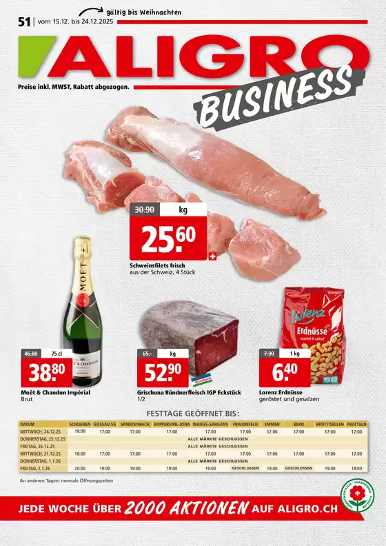 Aligro Katalog in Schwyz | Ängbot für Schnäppchenjäger | 2025-12-15T00:00:00.000Z - 2025-12-24T00:00:00.000Z