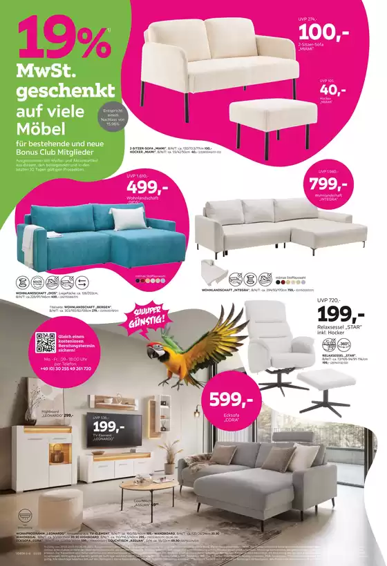 19% MwSt. geschenkt auf viele Möbel