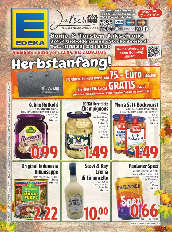 EDEKA Katalog in Göttingen | Tolle Rabatte auf ausgewählte Produkte | 2025-09-21T00:00:00.000Z - 2025-09-27T00:00:00.000Z