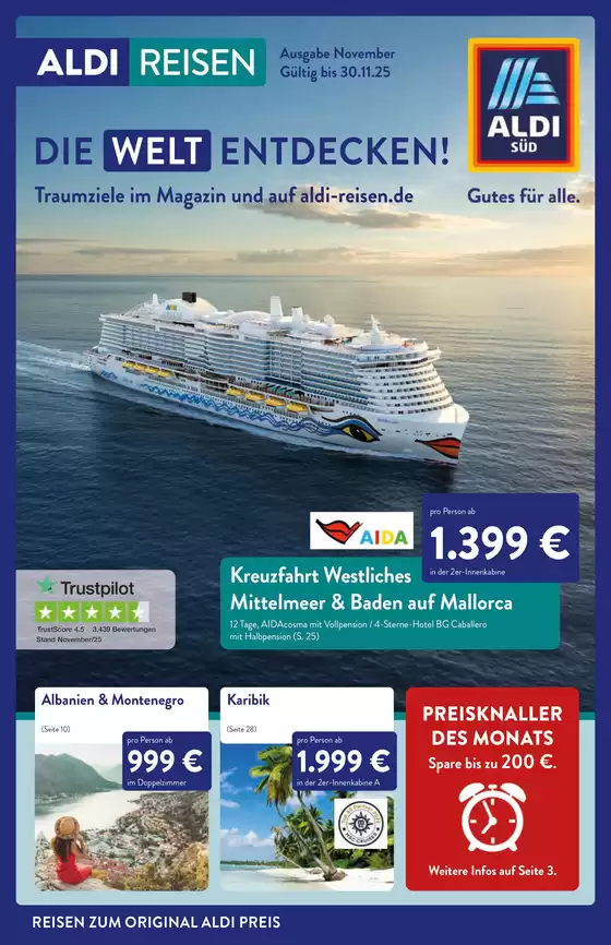 Aldi Süd Reisen Katalog | Tolles Angebot für alle Kunden | 2025-11-04T00:00:00.000Z - 2025-11-30T00:00:00.000Z
