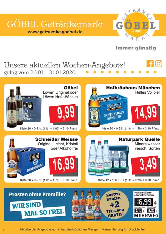 Getränke Göbel Katalog in Otterndorf | Getränke Göbel flugblatt | 2026-01-26T00:00:00.000Z - 2026-01-31T00:00:00.000Z