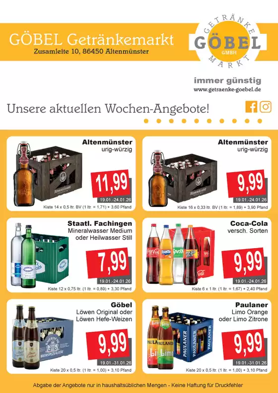 Getränke Göbel Katalog in Otterndorf | Aktuelle Schnäppchen und Angebote | 2026-01-19T00:00:00.000Z - 2026-01-31T00:00:00.000Z