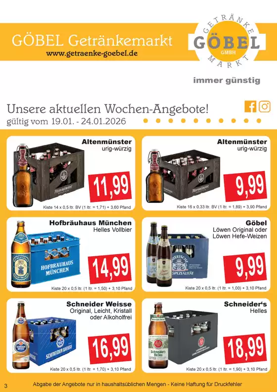 Getränke Göbel Katalog in Otterndorf | Aktuelle Sonderaktionen | 2026-01-19T00:00:00.000Z - 2026-01-24T00:00:00.000Z