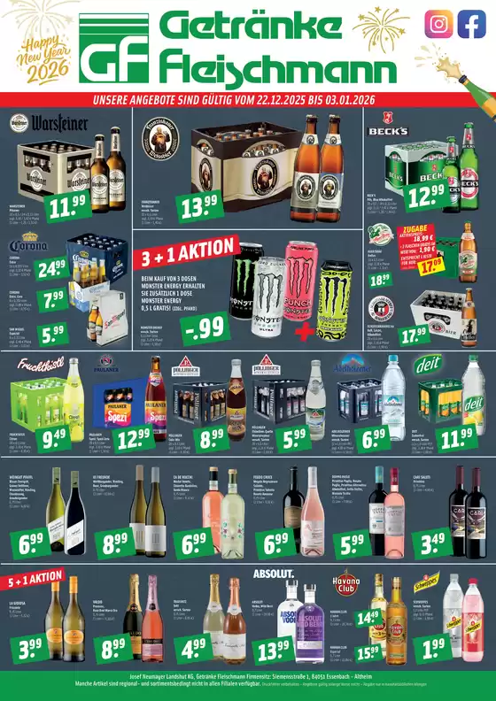 Getränke Fleischmann Katalog in Quakenbrück | UNSERE ANGEBOTE SIND GÜLTIG* | 2025-12-22T00:00:00.000Z - 2026-01-03T00:00:00.000Z