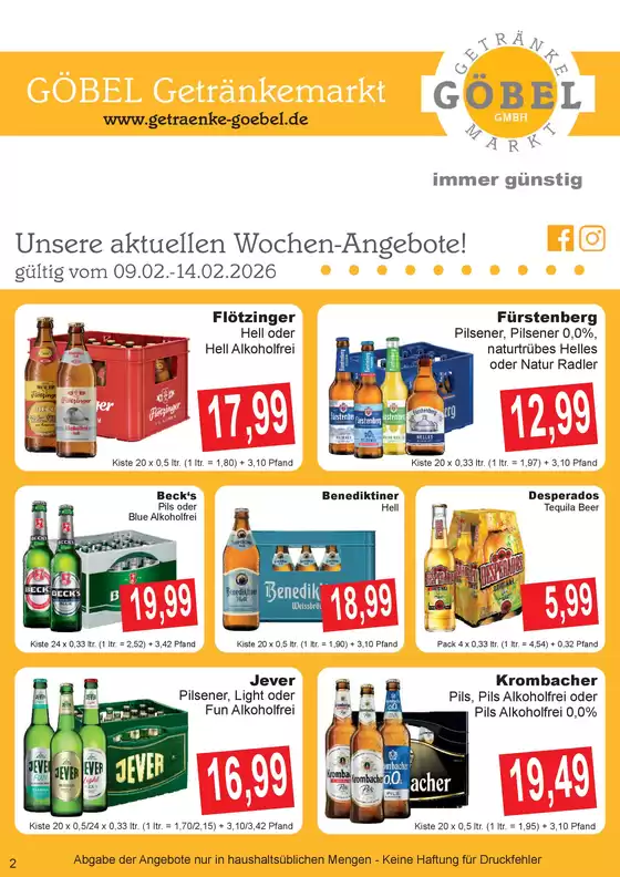 Getränke Göbel Katalog in Teisnach | Unsere besten Angebote für Sie | 2026-02-09T00:00:00.000Z - 2026-02-14T00:00:00.000Z