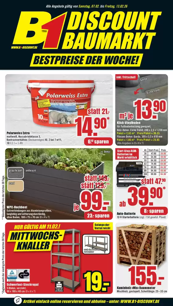B1 Discount Baumarkt Katalog in Rennertshofen | B1 Discount Baumarkt flugblatt | 2026-02-07T00:00:00.000Z - 2026-02-13T00:00:00.000Z