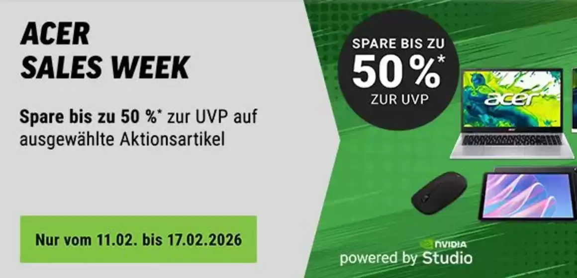 Notebooksbilliger Katalog in Langelsheim | Acer Sales Week | 2026-02-11T00:00:00.000Z - 2026-02-17T00:00:00.000Z