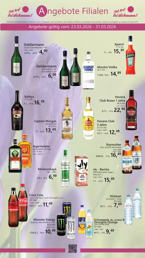 Getränke Lehmann Katalog in Großpösna | Alle Preise sind Abholerpreise und werden in Euro € dargestellt | 2026-03-23T00:00:00.000Z - 2026-03-31T00:00:00.000Z