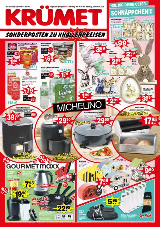 Krümet Sonderposten Katalog in Großpösna | SONDERPOSTEN ZU KNALLERPREISEN` | 2026-03-11T00:00:00.000Z - 2026-03-14T00:00:00.000Z