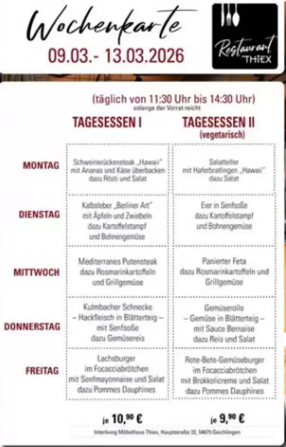 Thiex Katalog in Naunhof | Wochenkarte | 2026-03-11T00:00:00.000Z - 2026-03-13T00:00:00.000Z
