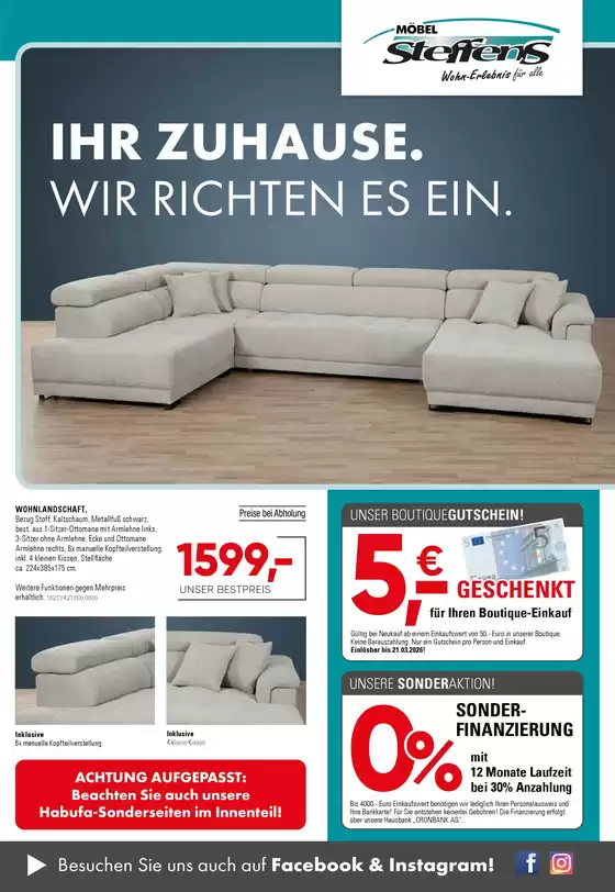 Möbel Steffens Katalog in Naunhof | IHR ZUHAUSEK.ÜCHEN WIR RICHTEN ES EIN. | 2026-03-11T00:00:00.000Z - 2026-03-31T00:00:00.000Z