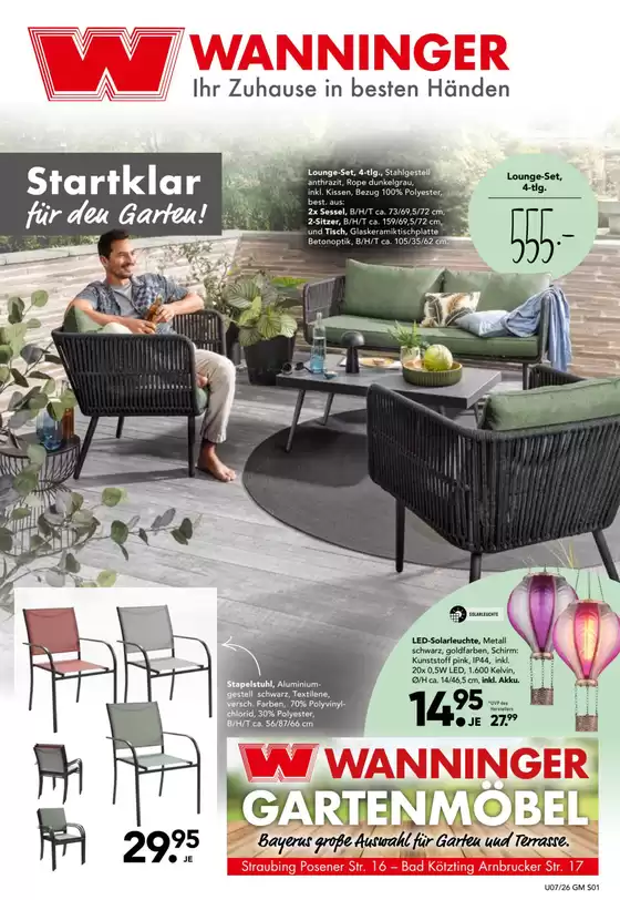 Möbel Wanninger Katalog in Naunhof | Startklar Fur Den Garten! | 2026-03-11T00:00:00.000Z - 2026-03-31T00:00:00.000Z