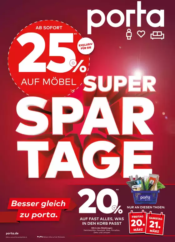 porta Möbel Katalog in Leck | Super Spar Tage | 2026-03-17T00:00:00.000Z - 2026-03-29T00:00:00.000Z