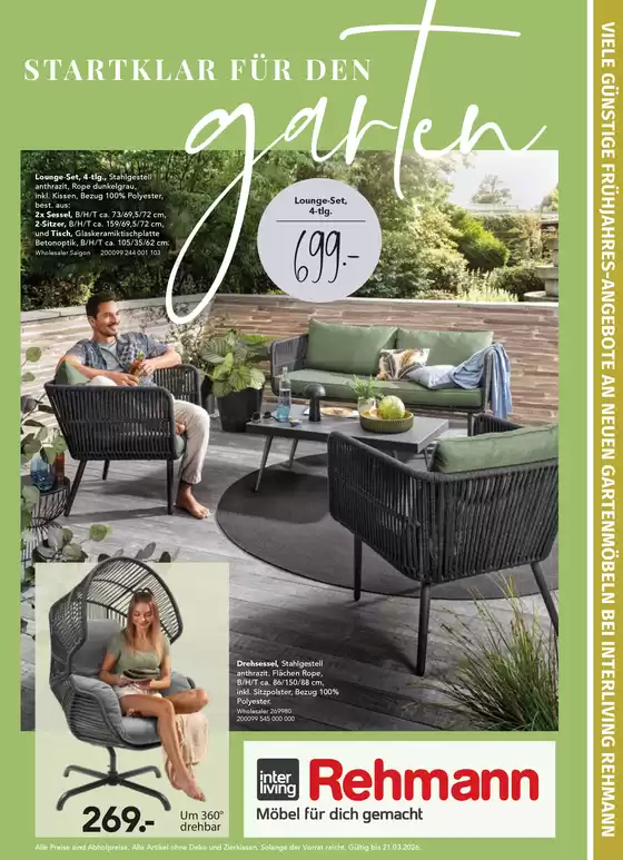 Möbel Rehmann Katalog in Teisendorf | Startklar Fur Den Garten  | 2026-03-17T00:00:00.000Z - 2026-03-21T00:00:00.000Z