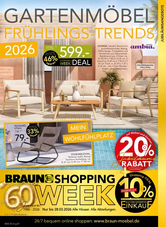 Möbel Braun Katalog in Uplengen | GARTENMÖBEL FRÜHLINGS-TRENDS | 2026-03-17T00:00:00.000Z - 2026-03-28T00:00:00.000Z