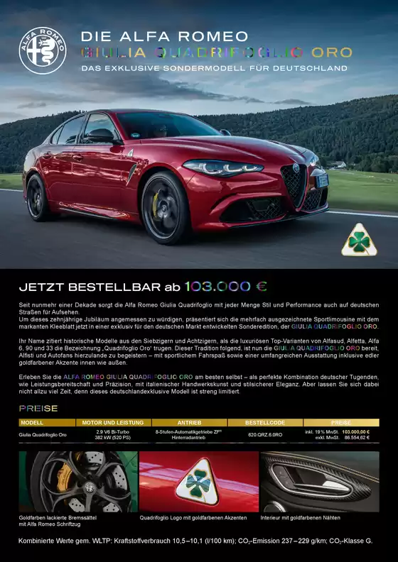 Alfa Romeo Katalog in Villingen-Schwenningen | Alfa Romeo Giulia quadrifoglio oro | 2026-03-17T00:00:00.000Z - 2026-03-31T00:00:00.000Z