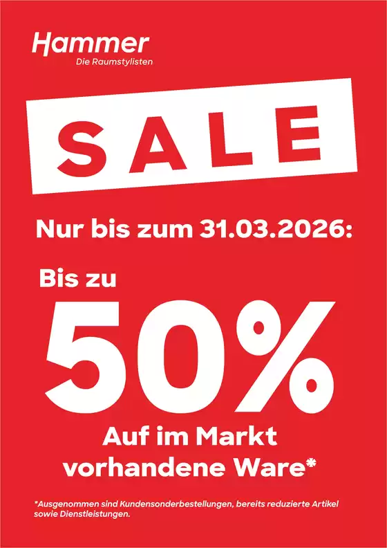 Hammer Katalog in Düsseldorf | Bis Zu 50% Auf Im Markt Vorhanden Ware* | 2026-03-18T00:00:00.000Z - 2026-03-31T00:00:00.000Z