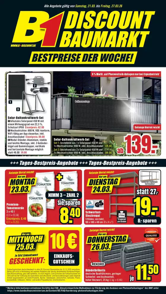 B1 Discount Baumarkt Katalog in Rheda-Wiedenbrück | B1 Discount Baumarkt flugblatt | 2026-03-21T00:00:00.000Z - 2026-03-27T00:00:00.000Z